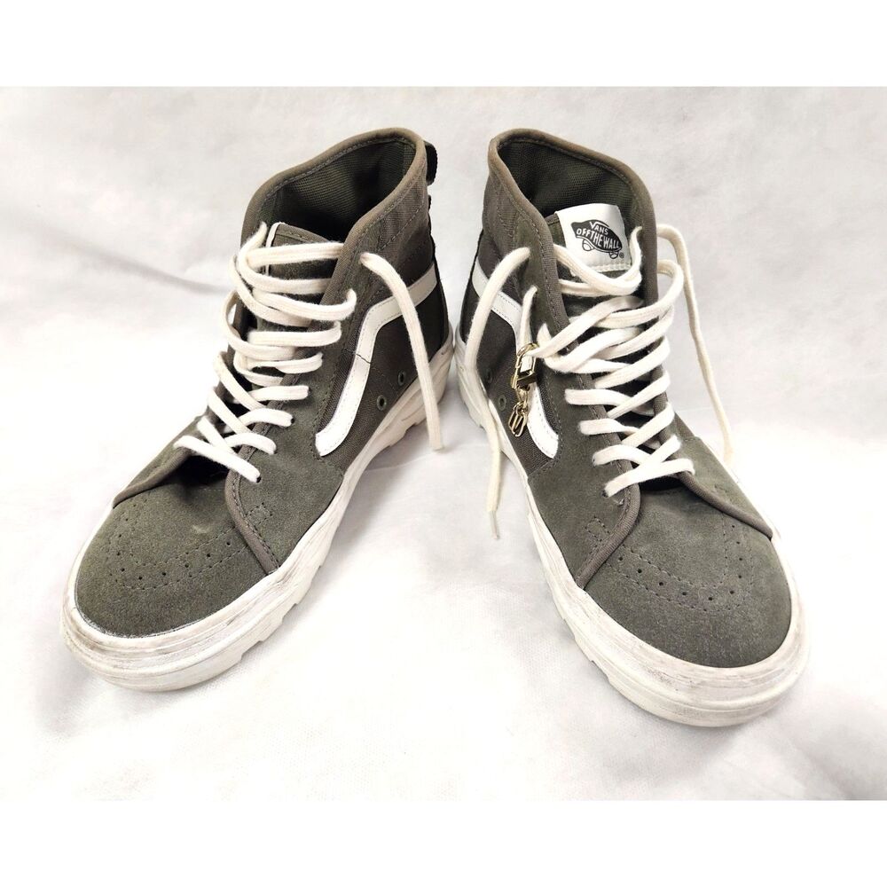 Vans Sk8 Hi Green Canvas Suede Sneakers Mens 7.5 Womens 9 Skate Streetwear